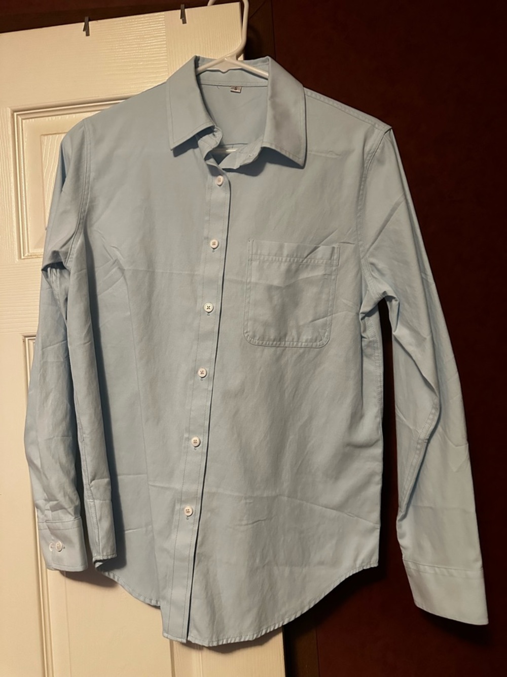 Women’s  Light Blue Button-Up Shirt - Classic Chest Pocket